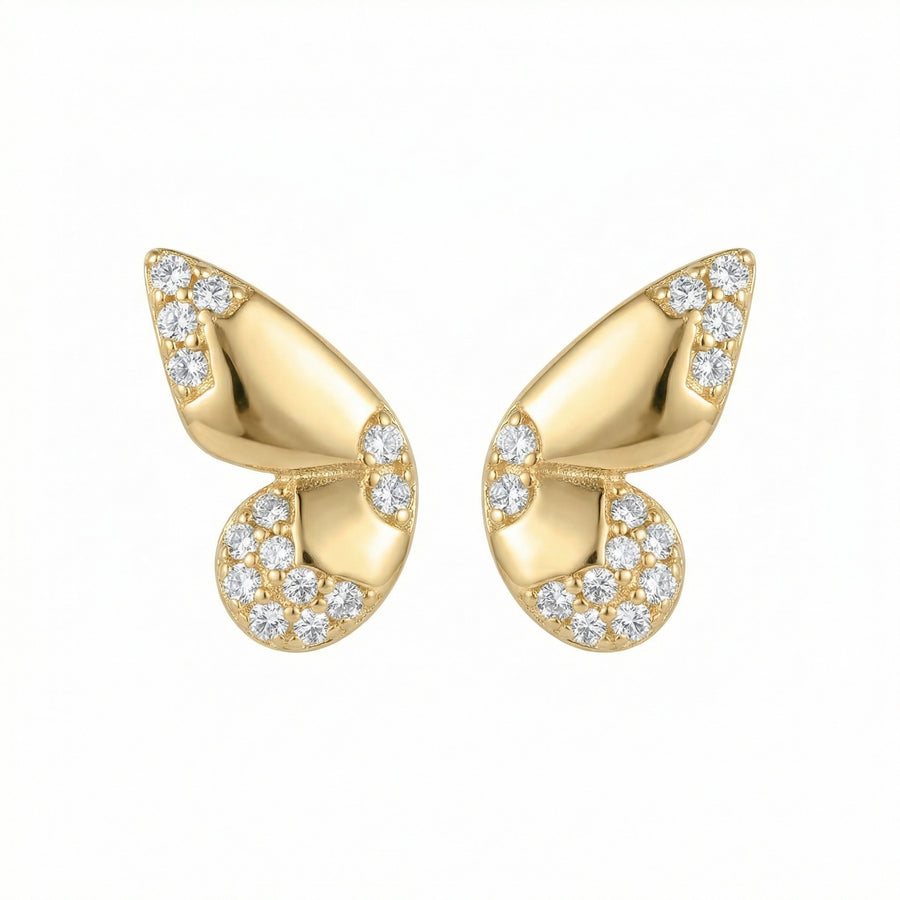 Radiant Butterfly Wing Stud Earrings – sterling silver earrings, front view