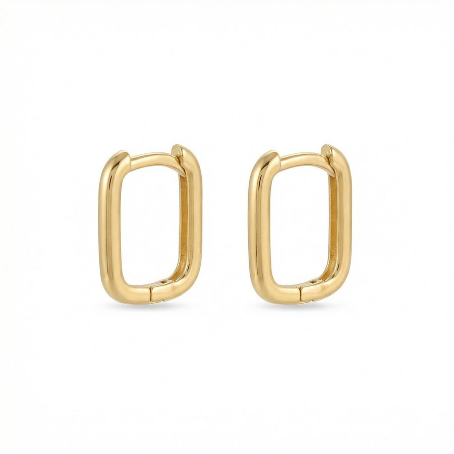 Sleek Rectangular Huggie Hoop Earrings – sterling silver earrings