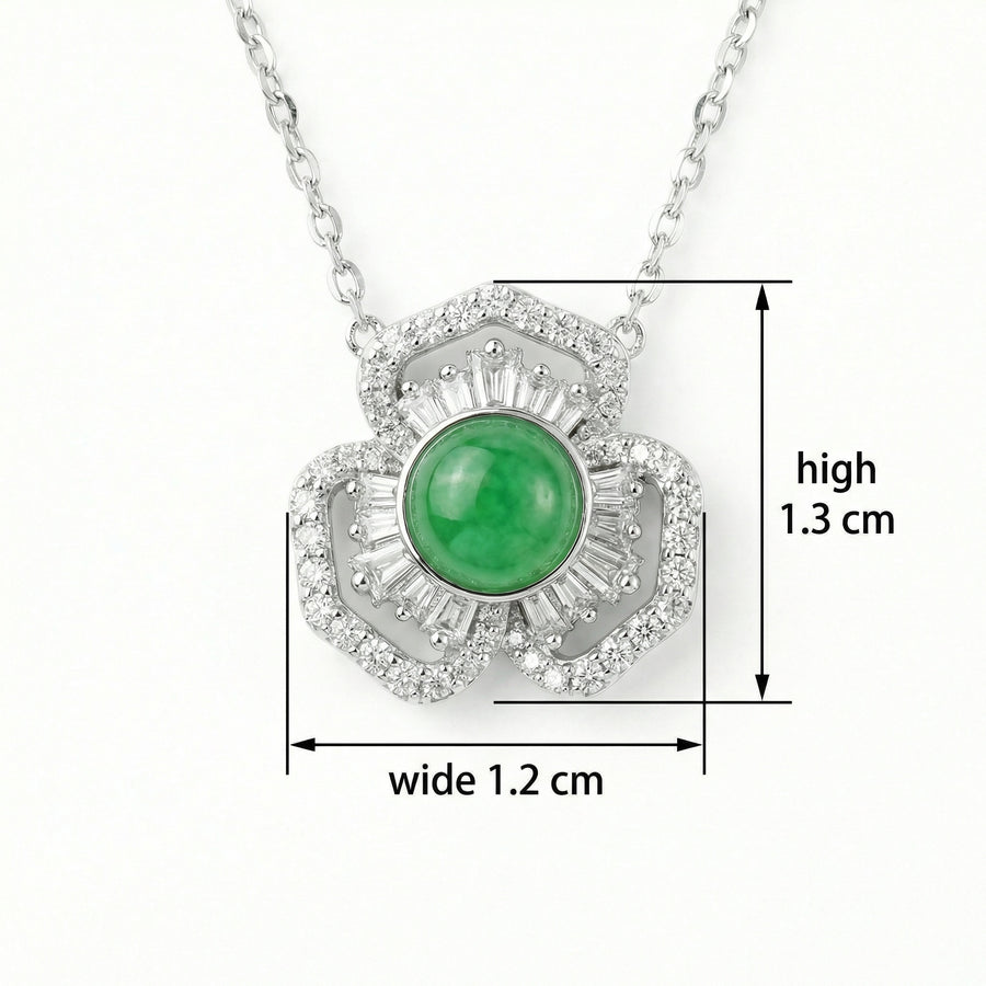 Green Jadeite Floral Halo Necklace – jade necklace, front view