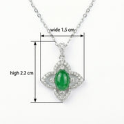 Emerald-Green Jade Flower Necklace – jade necklace, close-up