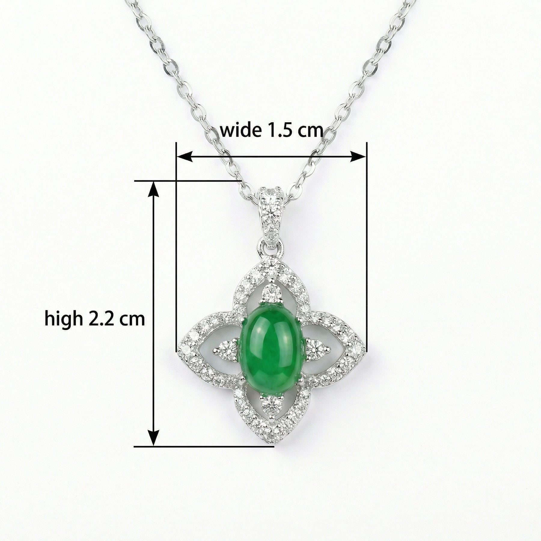 Emerald-Green Jade Flower Necklace – jade necklace, close-up